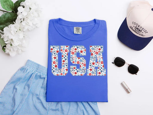 Floral Red, White & Blue brandedbybarta