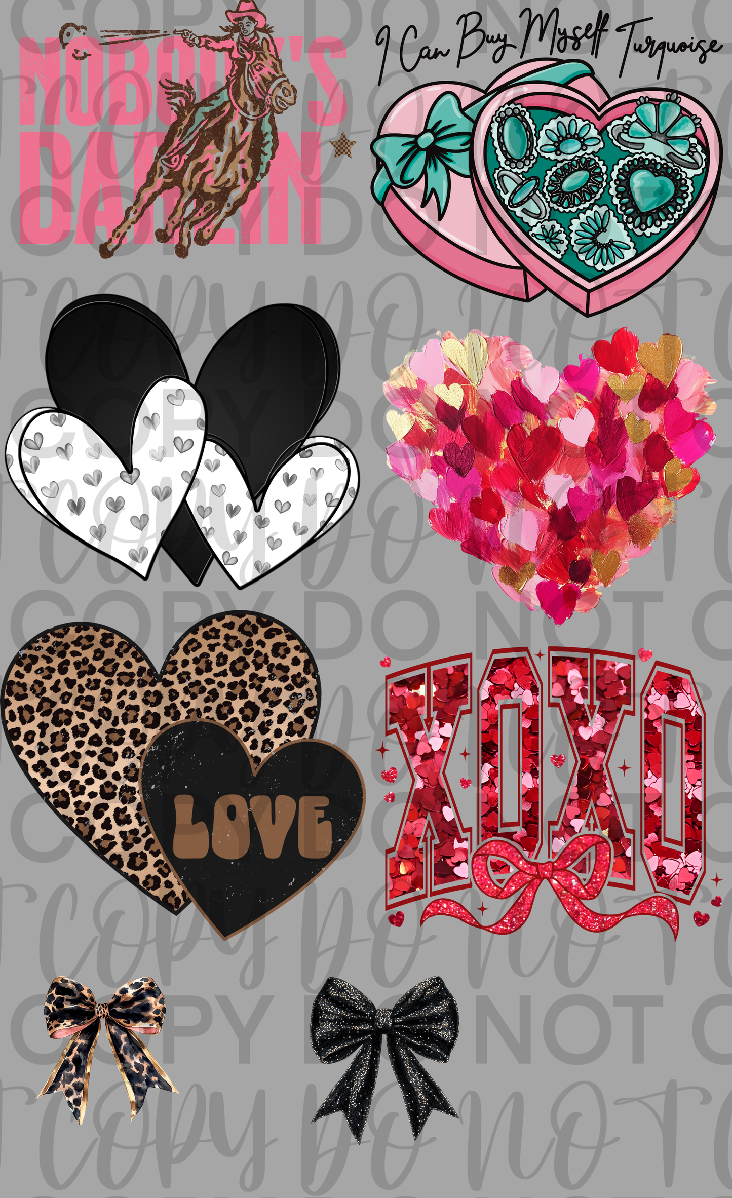 Valentine's Heart & Bow Premade Gang Sheet