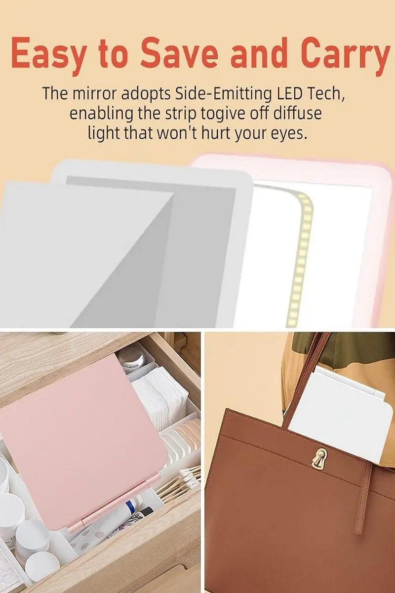 Rechargeable travel led makeup mirror tablet Branded By Barta