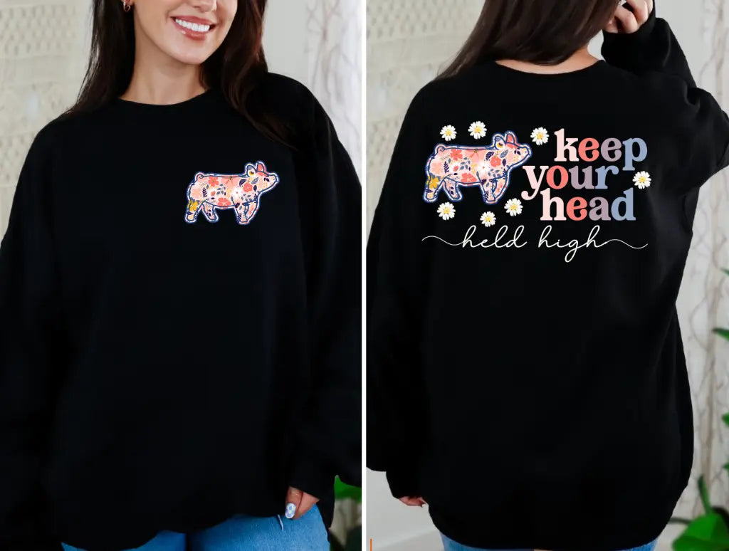 Floral Swine Keep Your Head Held High brandedbybarta