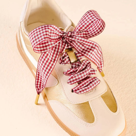 Step It Up Shoelaces–Gingham Burgundy The Darling Effect