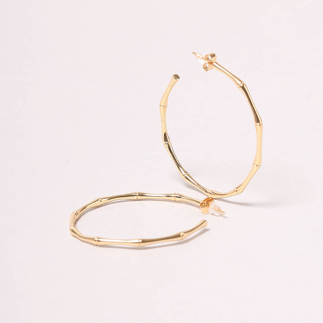 14K Gold-Dipped Textured Hoop Post Earring