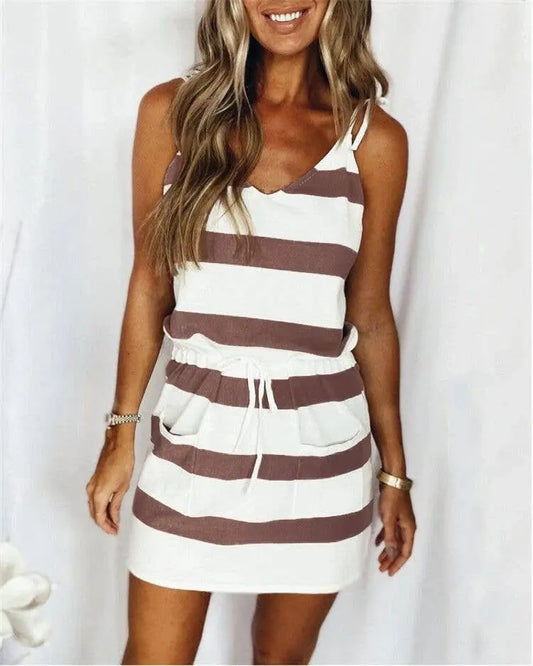 Colourblock striped pocket vest dress HIDDENBRAND