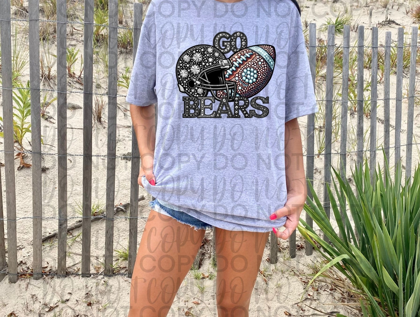 Go Bears Rhinestone Football