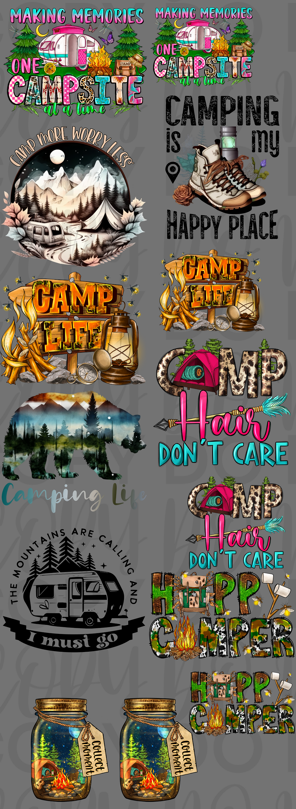 Camping 3 Pre Made Gang Sheet