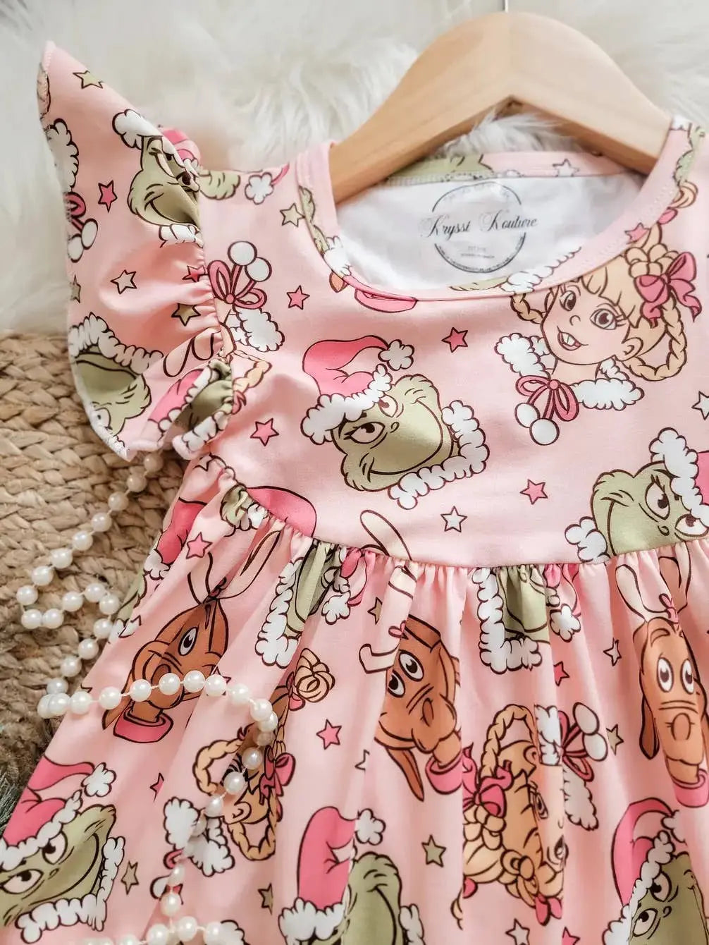 Christmas Girl Fun Character Dress - Pink Grinch Cindy Lou Rufflеѕ & Bоwtіеѕ - Affordable Boys & Girls Clothing