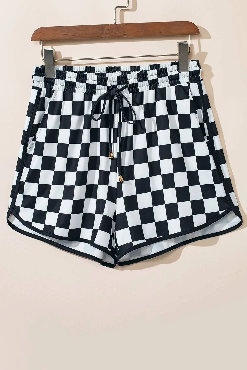 Checkered Drawstring Elastic Waist Casual Shorts - Branded By Barta