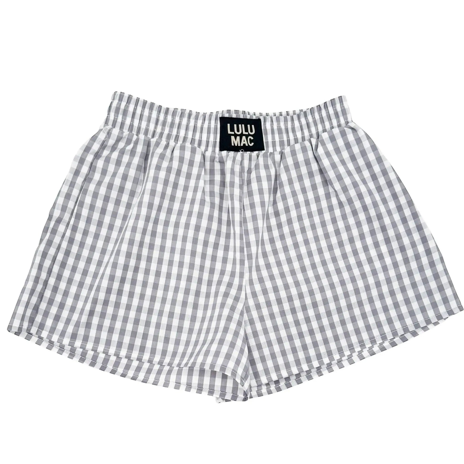 BXGH-GREY GINGHAM BOXER SHORT Girlie Girl Originals