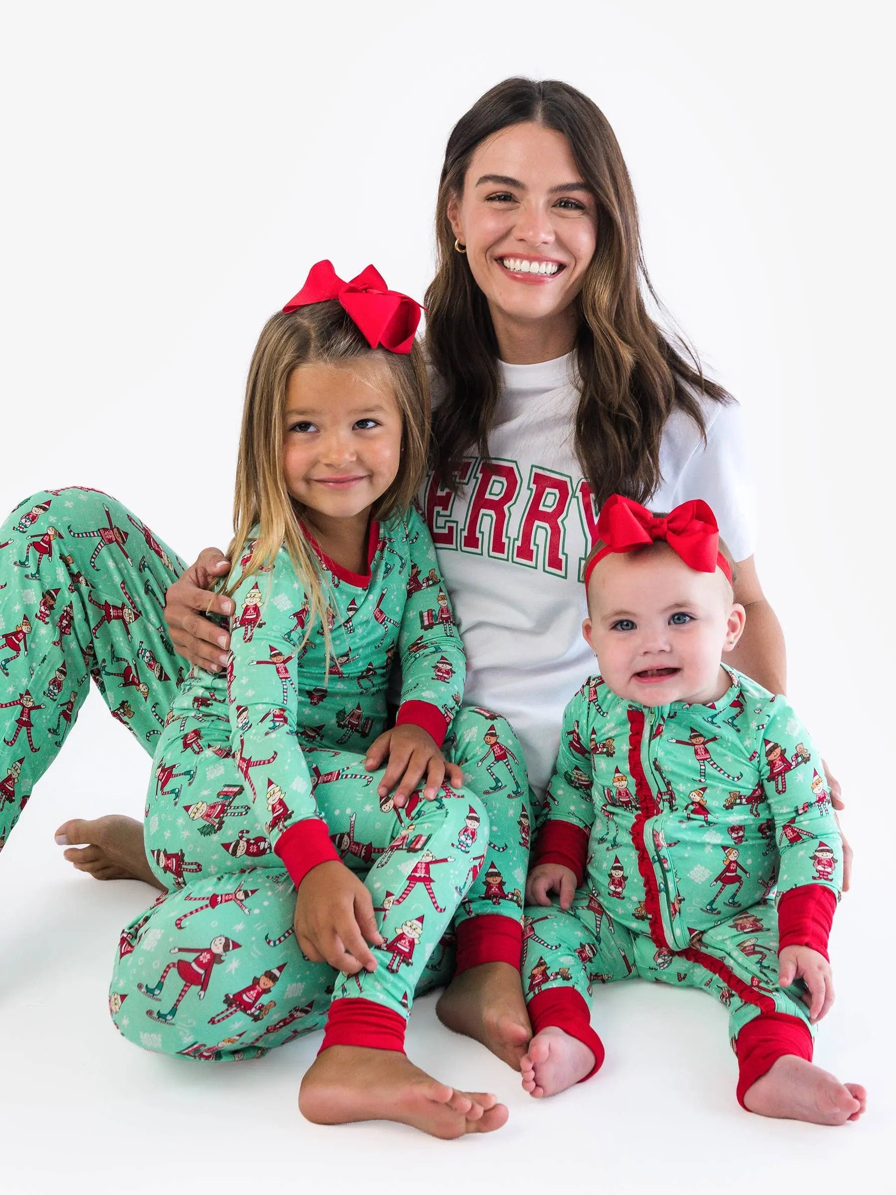 SoftSnooze™ Kids Bamboo Viscose Elf Buddies Long Sleeve Pajama Set RuffleButts + RuggedButts