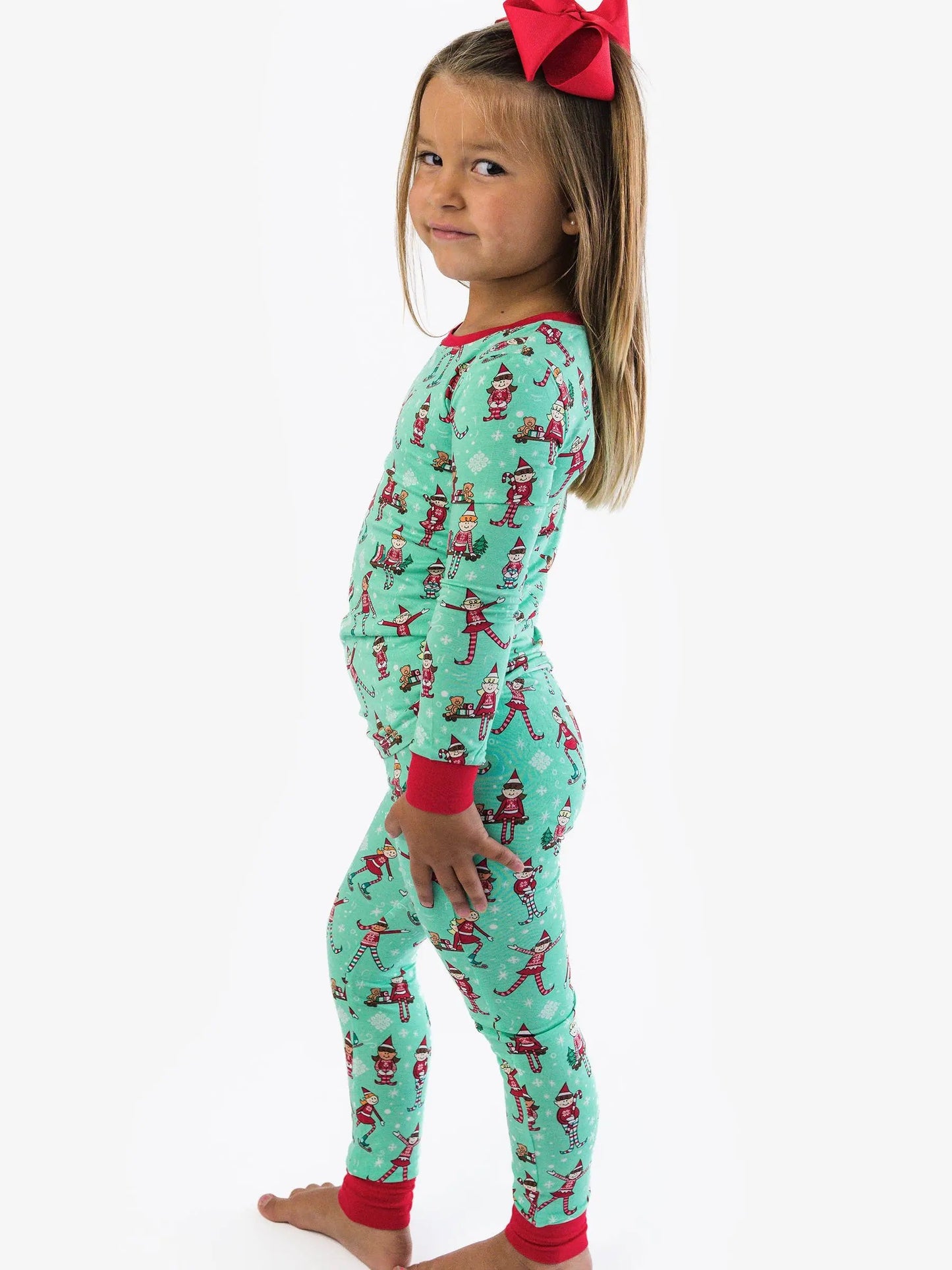 SoftSnooze™ Kids Bamboo Viscose Elf Buddies Long Sleeve Pajama Set RuffleButts + RuggedButts