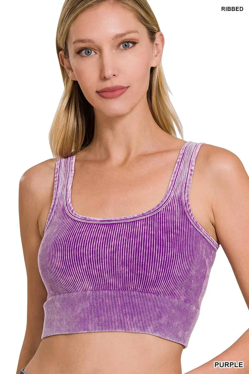 Washed Rib Square neck Crop Tank - Branded By Barta
