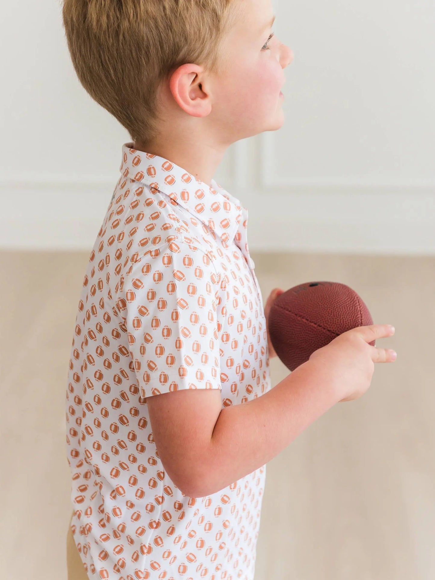 Boys Football Frenzy Knit Short Sleeve Performance Polo RuffleButts + RuggedButts