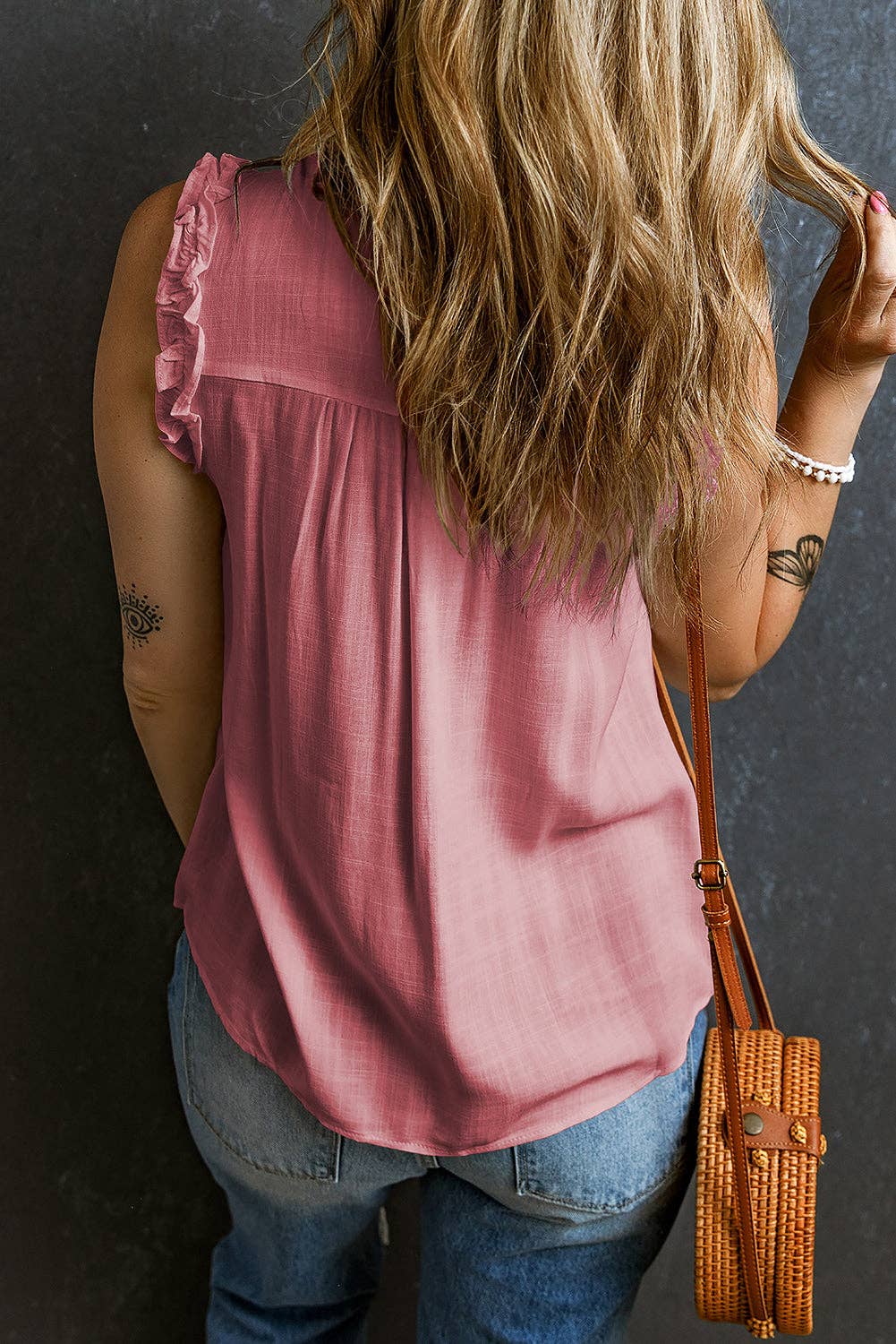 Ruffle Trim Tank Top - Branded By Barta