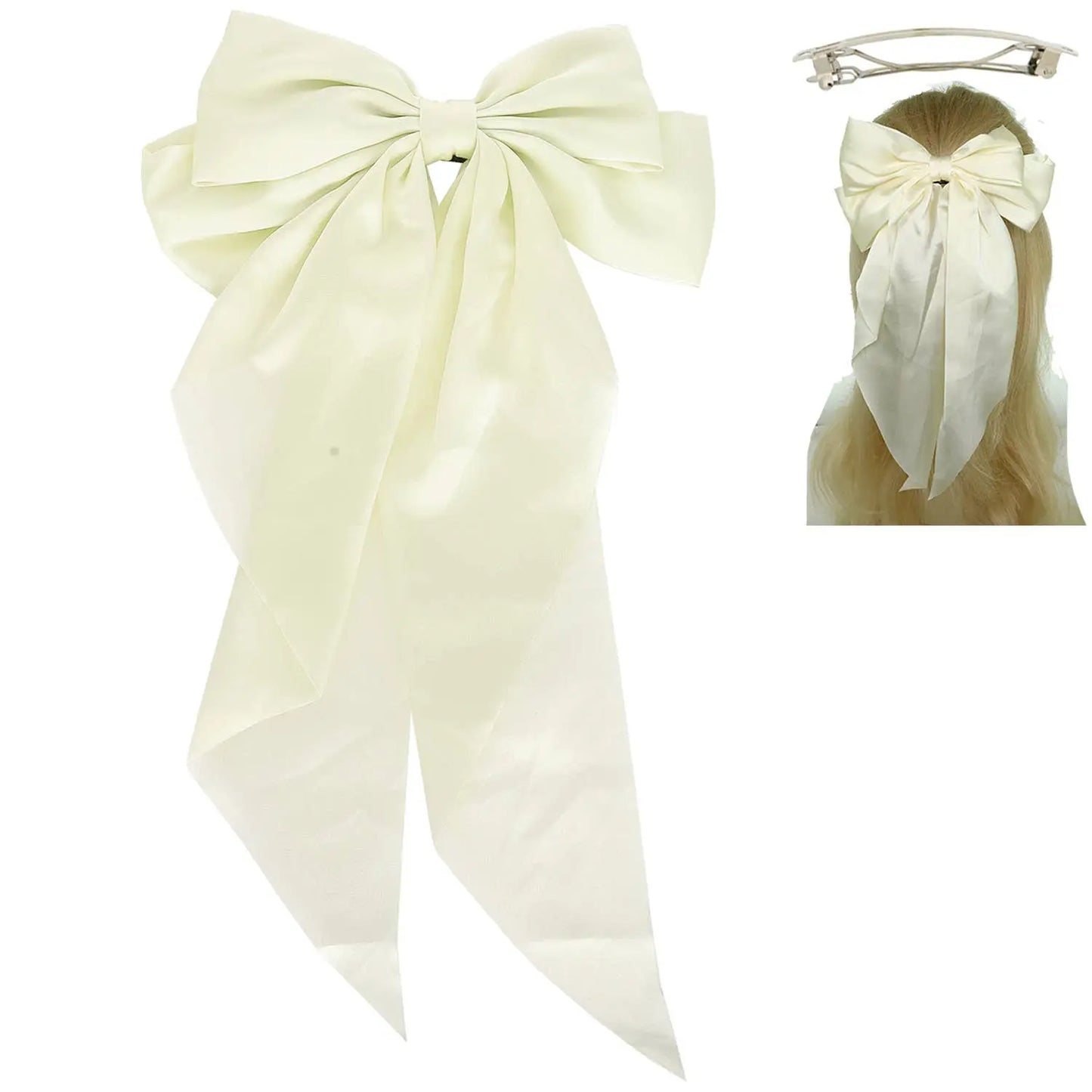 Fashion Fabric Bow Ribbon Barrette Hair Clip SP Sophia Collection
