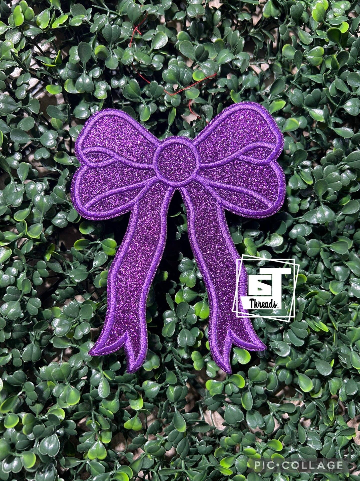Glitter Bows(Set of 2) ....Patches Only 6j Threads LLC
