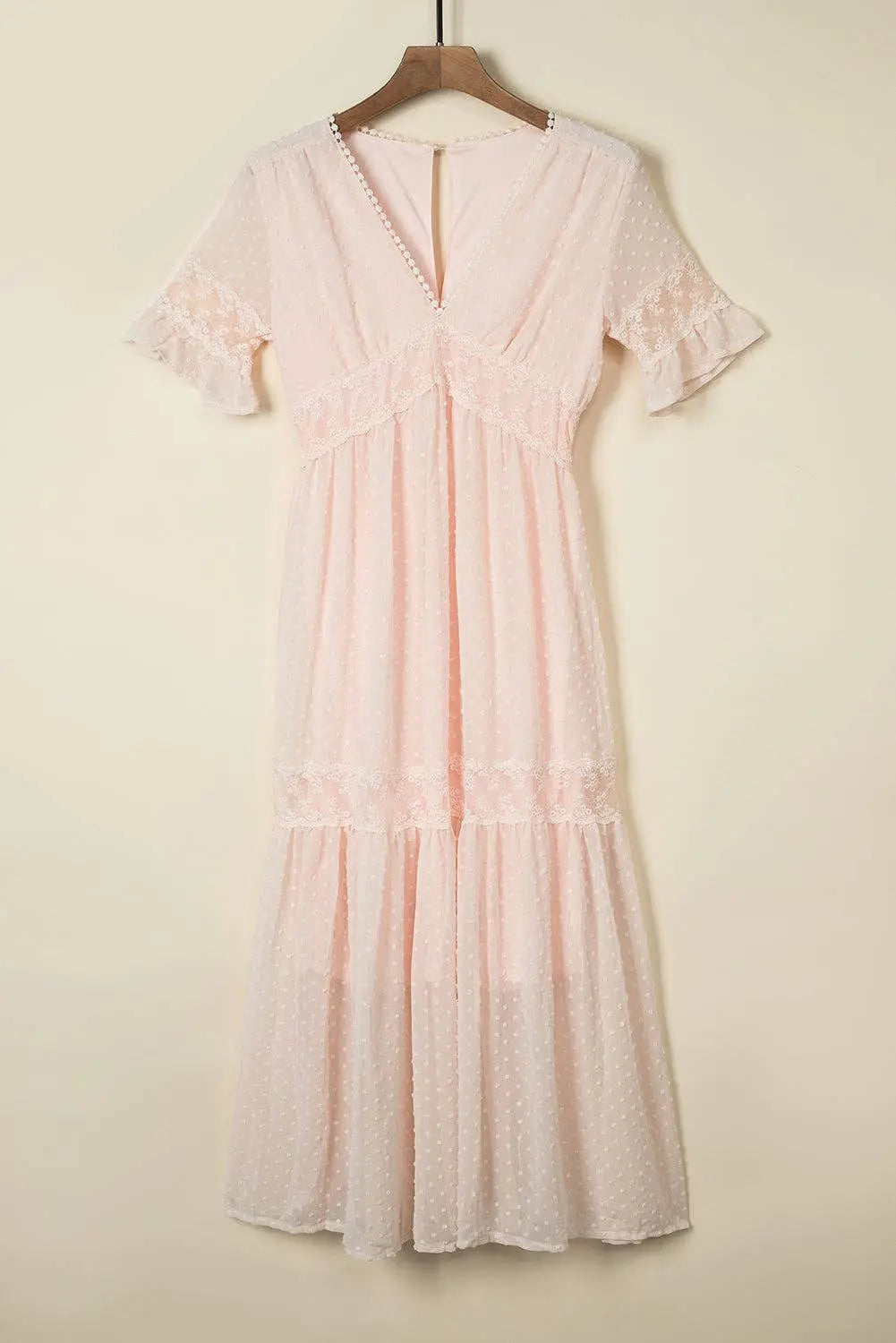 Swiss Dot Lace Trim Maxi Dress - Branded By Barta