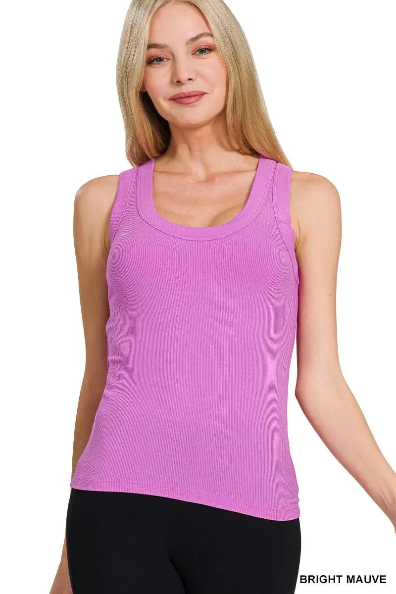 Ribbed Scoop Neck Tank Top - Branded By Barta