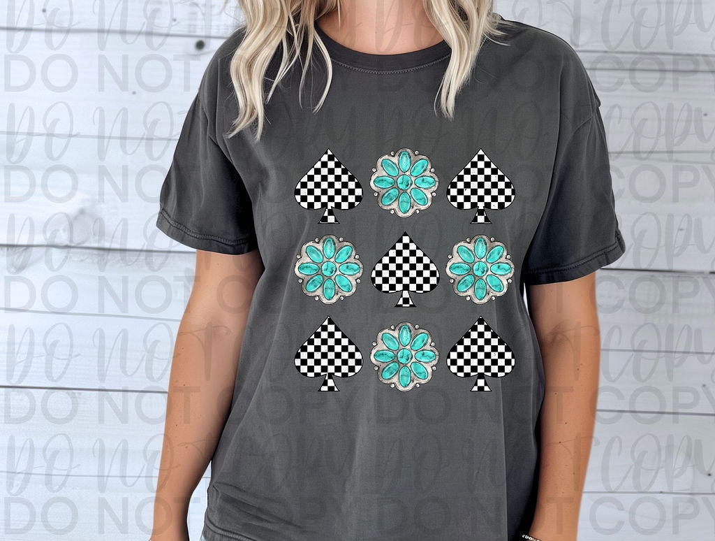 Checkered Spade Turquoise