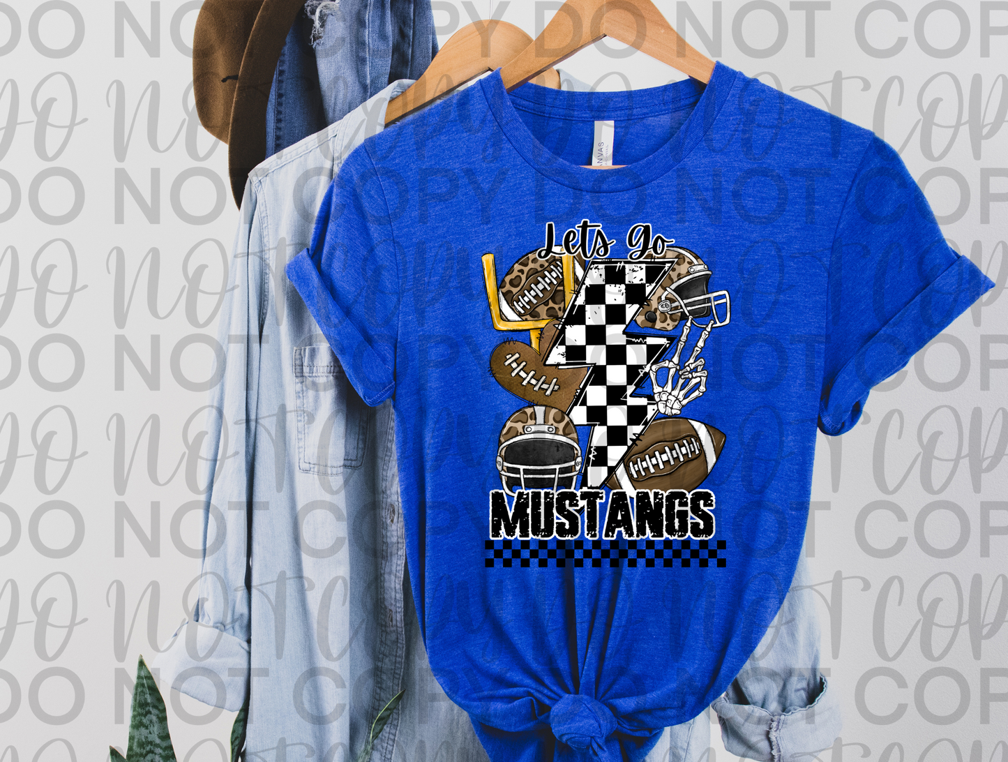 Let's Go Mustangs Checkered LB Tee