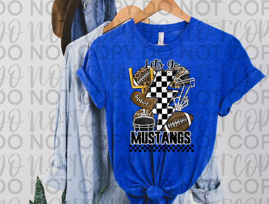 Let's Go Mustangs Checkered LB Tee