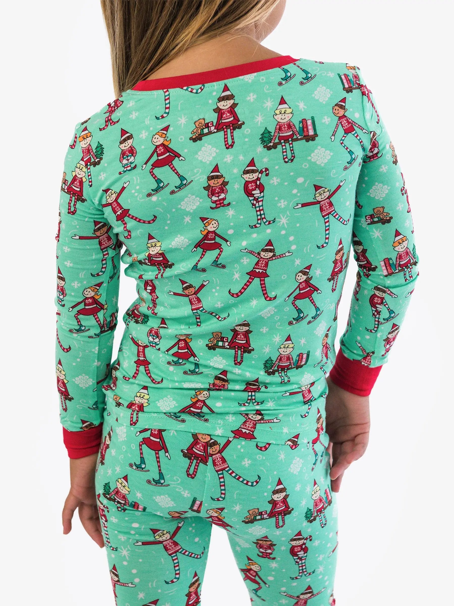 SoftSnooze™ Kids Bamboo Viscose Elf Buddies Long Sleeve Pajama Set RuffleButts + RuggedButts