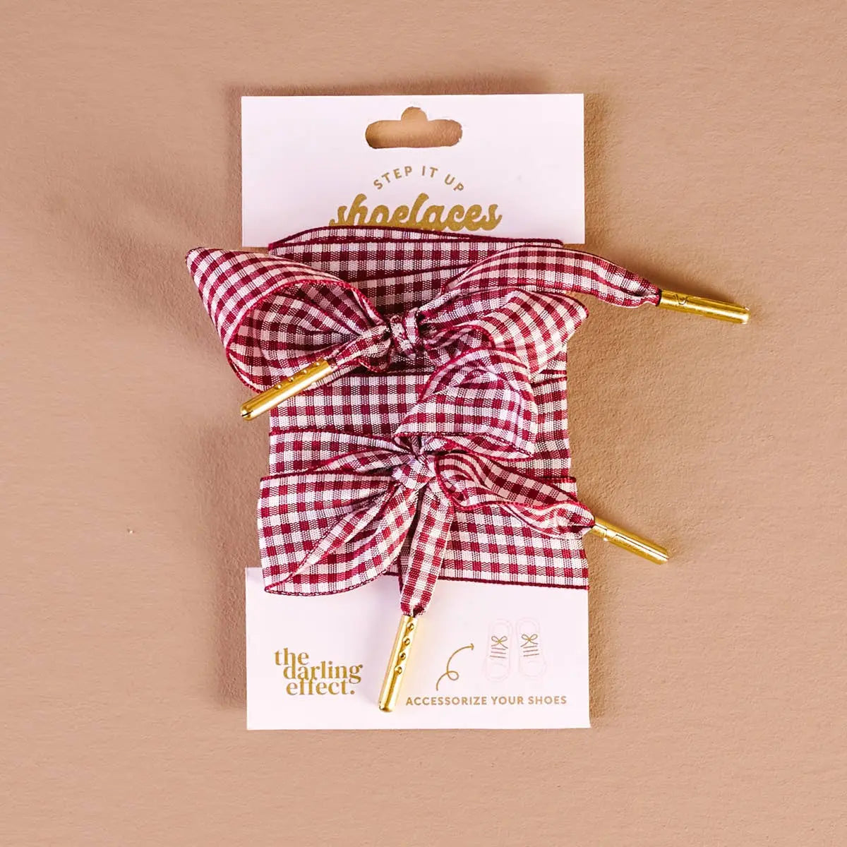 Step It Up Shoelaces–Gingham Burgundy The Darling Effect