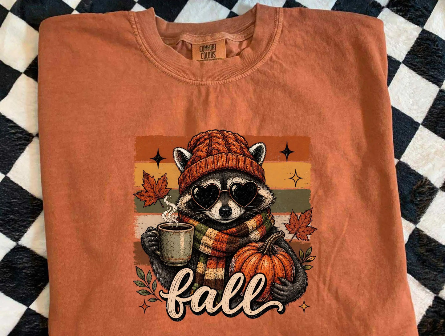 Fall Raccoon Coffee & Pumpkin Graphic brandedbybarta
