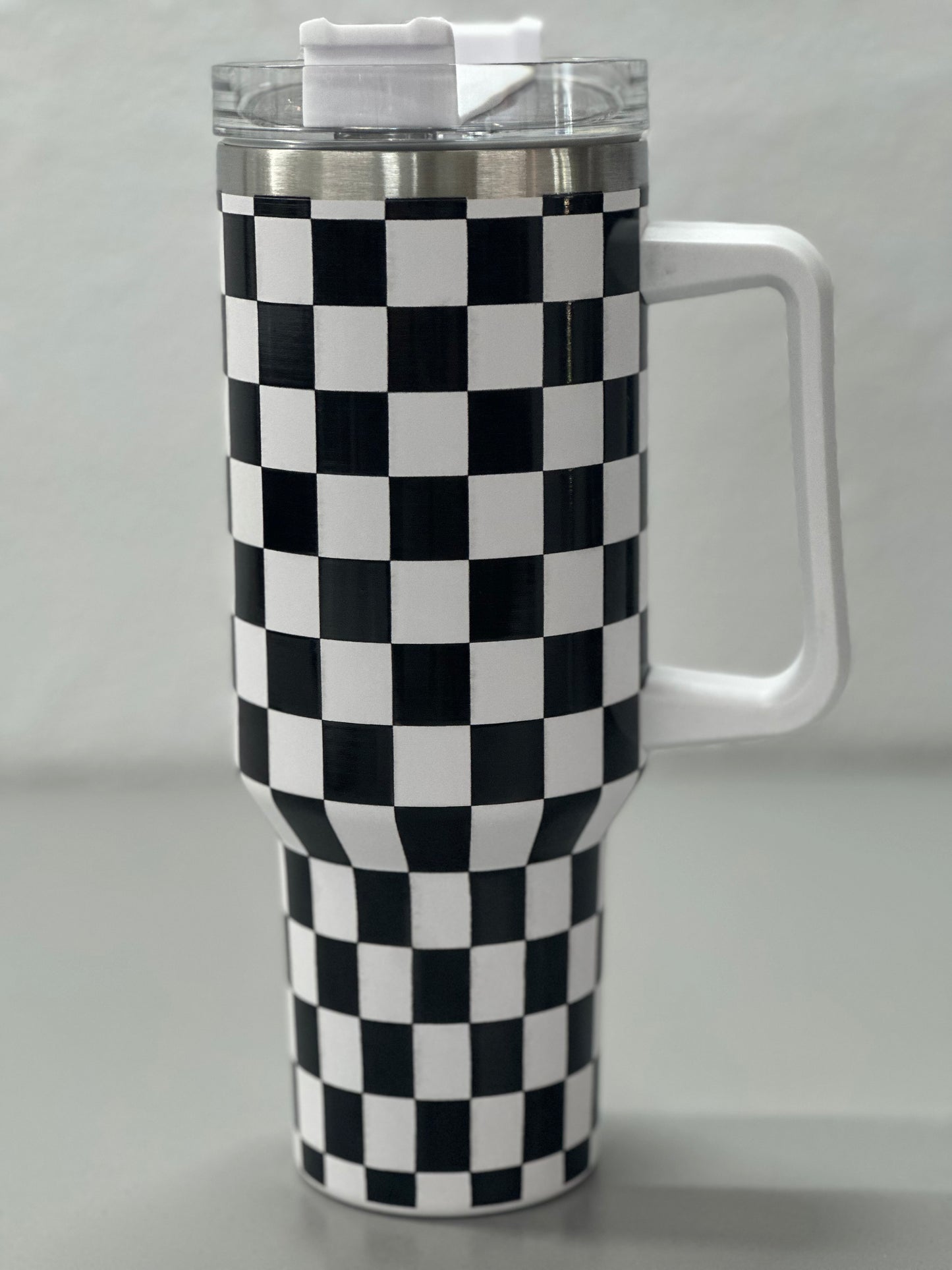 40 ounce travel checkered tumbler - RTS