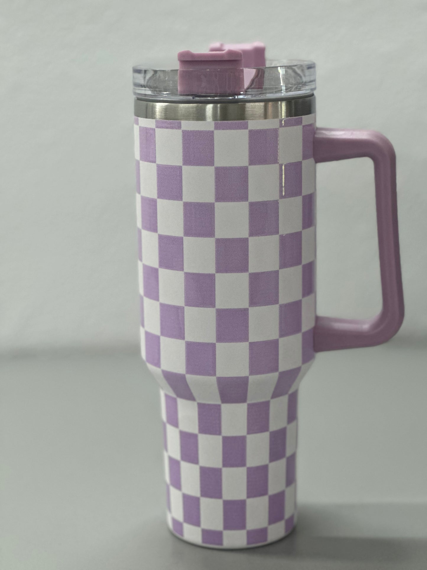 40 ounce travel checkered tumbler - RTS