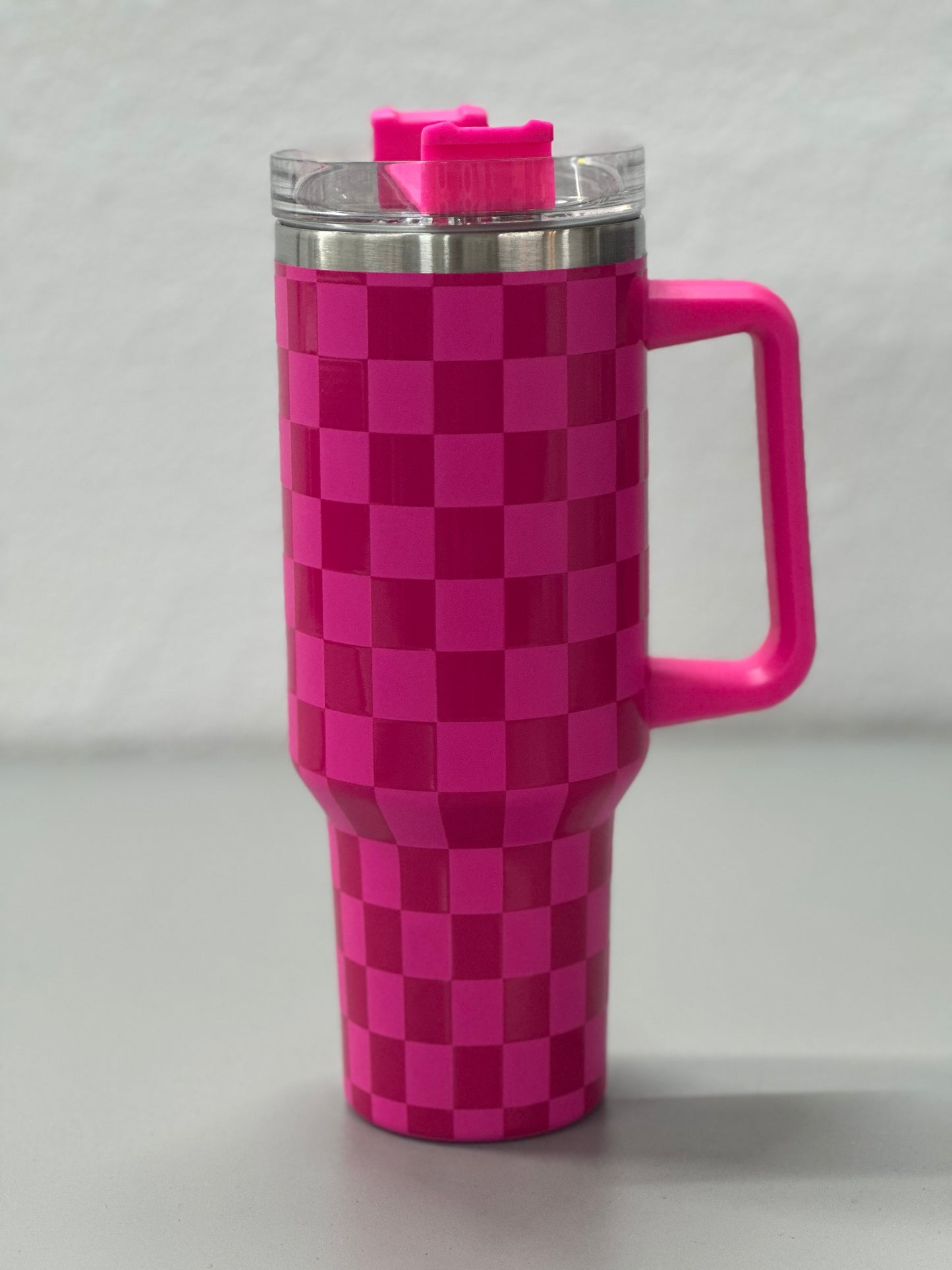 40 ounce travel checkered tumbler - RTS