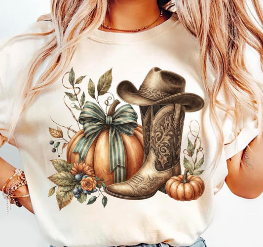 Western pumpkin with boots