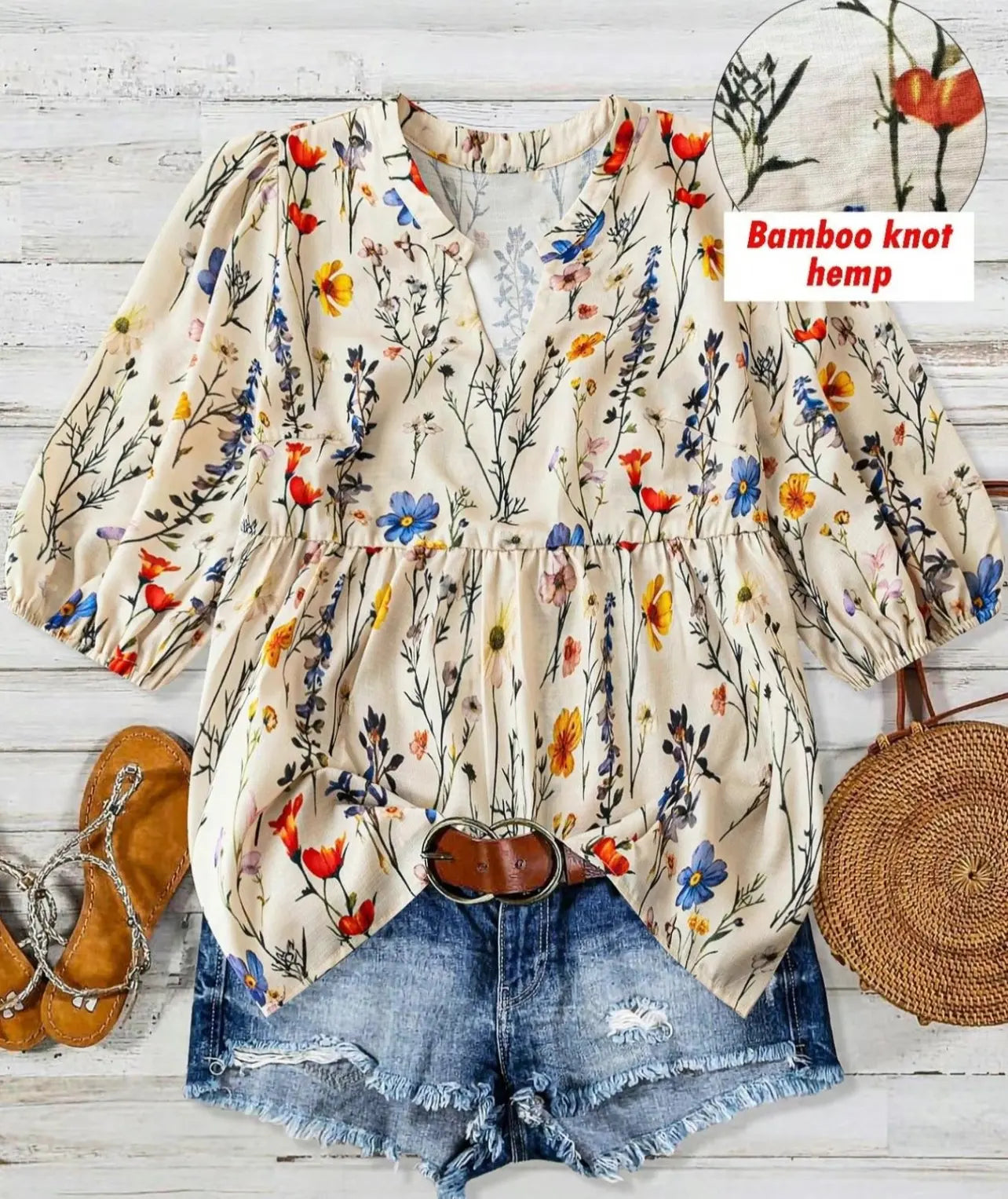 Floral Print Blouse, Casual Top Branded By Barta