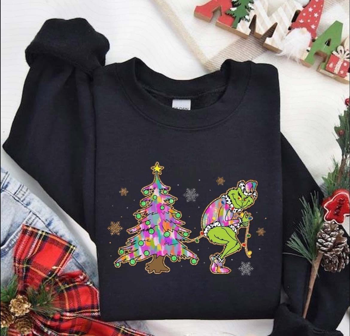 Colorful Grinch Brushstroke Tee/Crewneck