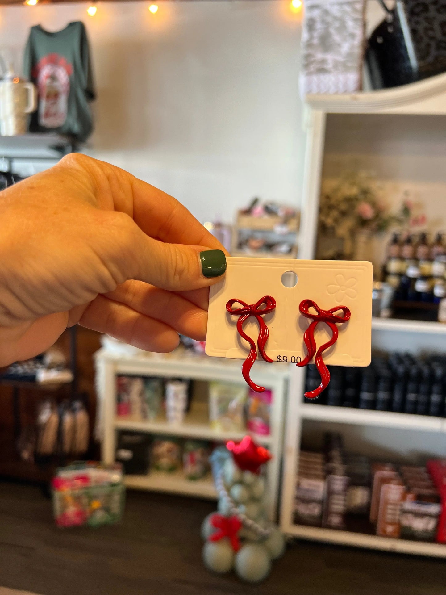 Red Bow Earrings Branded By Barta