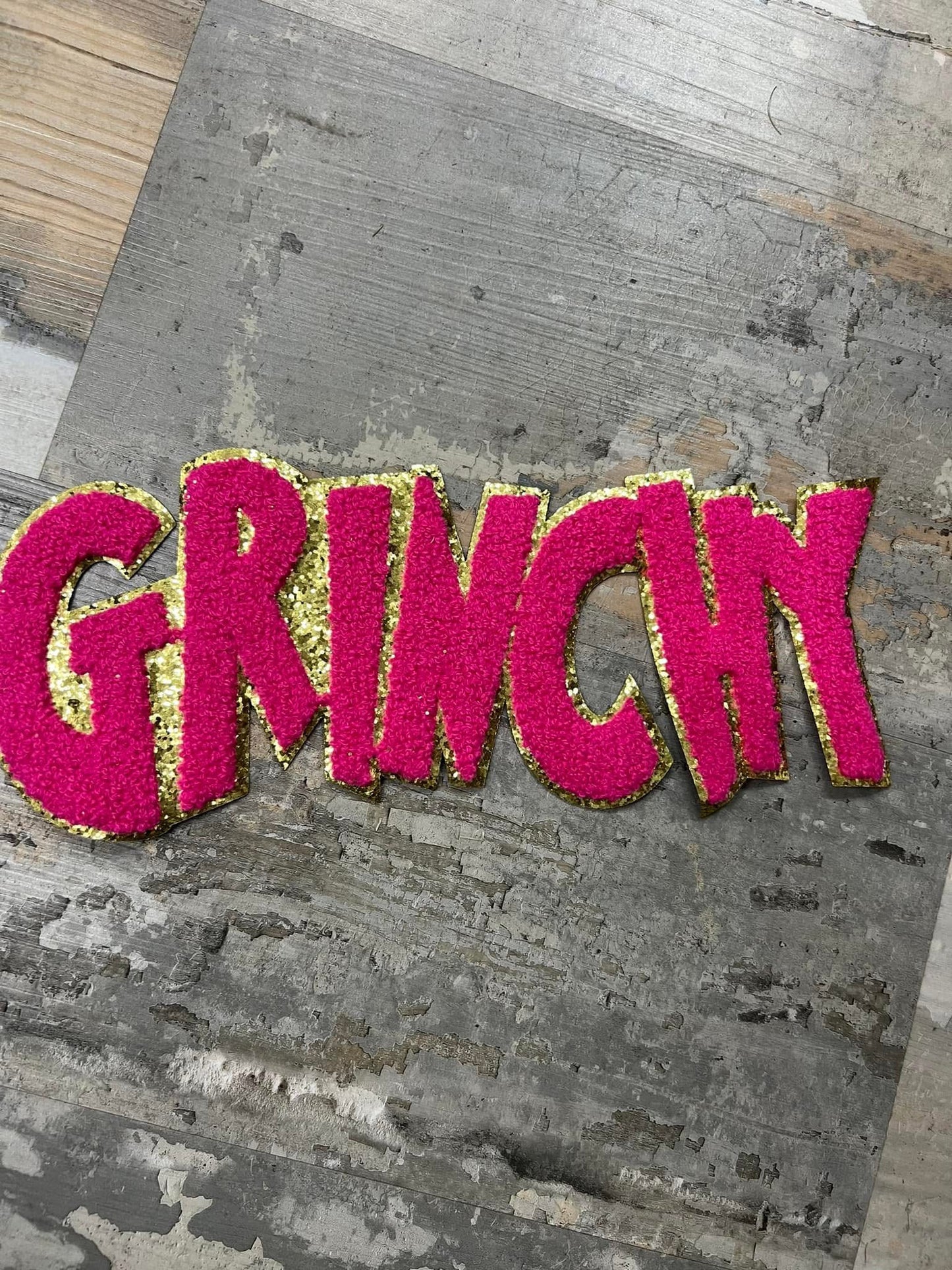 Pink Grinchy Chenille Patch