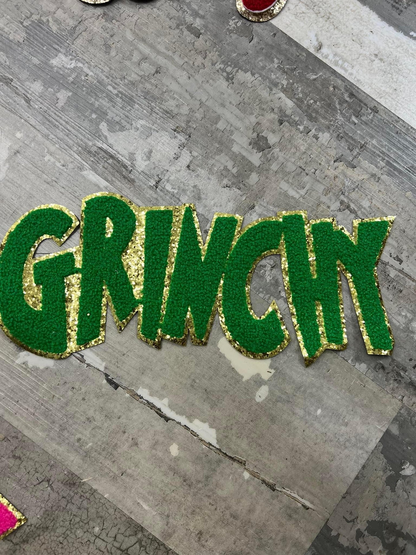 Green Grinchy Chenille Patch