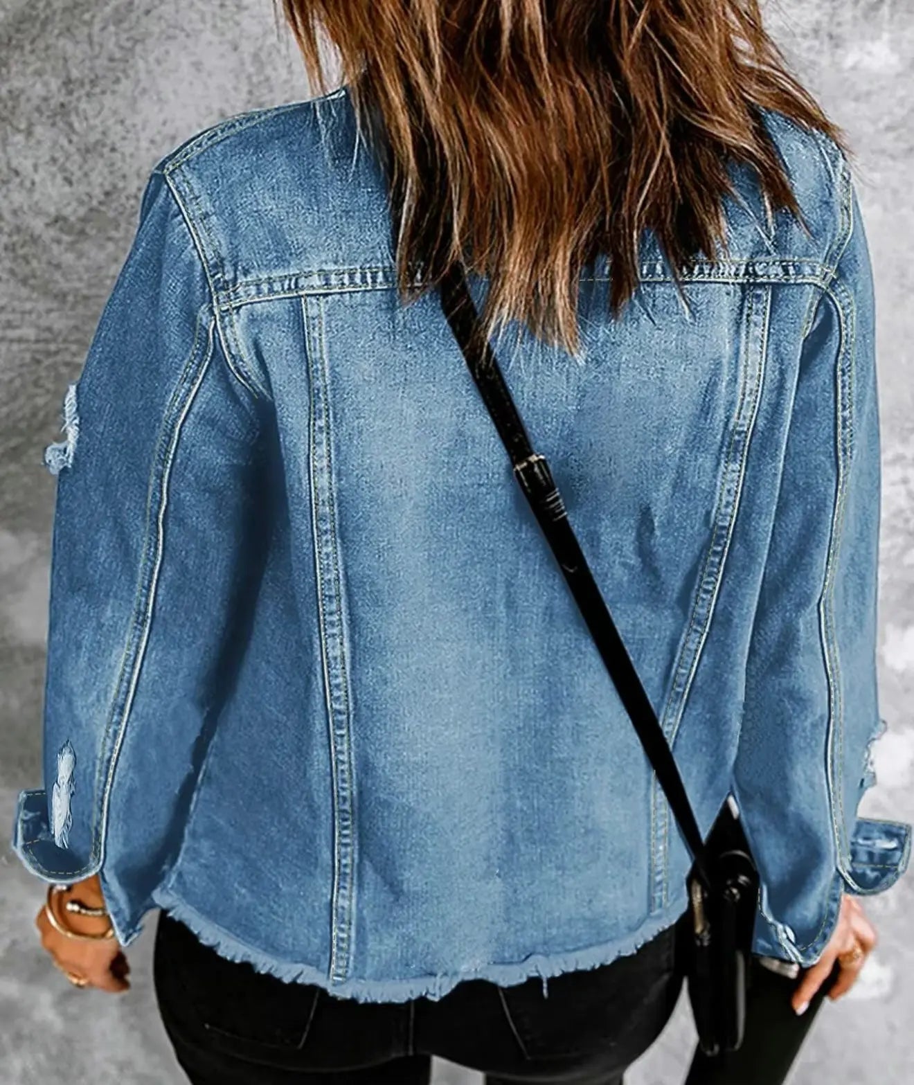 Women's Plain Button Denim Jacket Branded By Barta