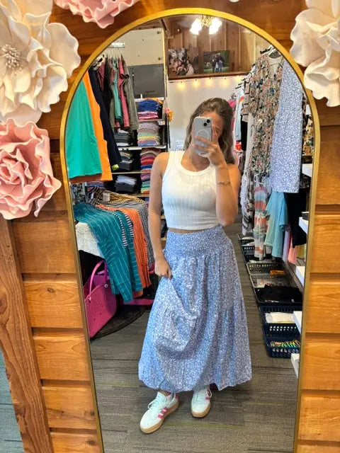 Ditsy Floral Print A Line Skirt Branded By Barta