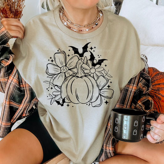 Bat Pumpkin Floral