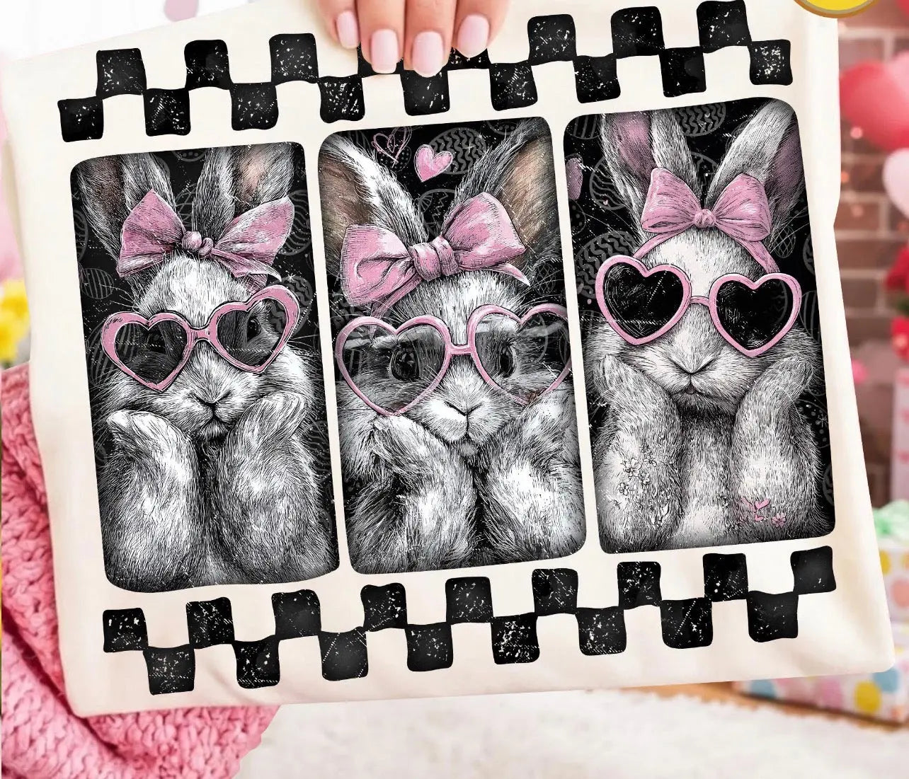 Bunny glasses with checkered brandedbybarta