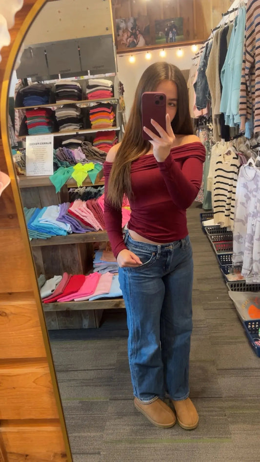 Long Sleeve Off The Shoulder Top Branded By Barta