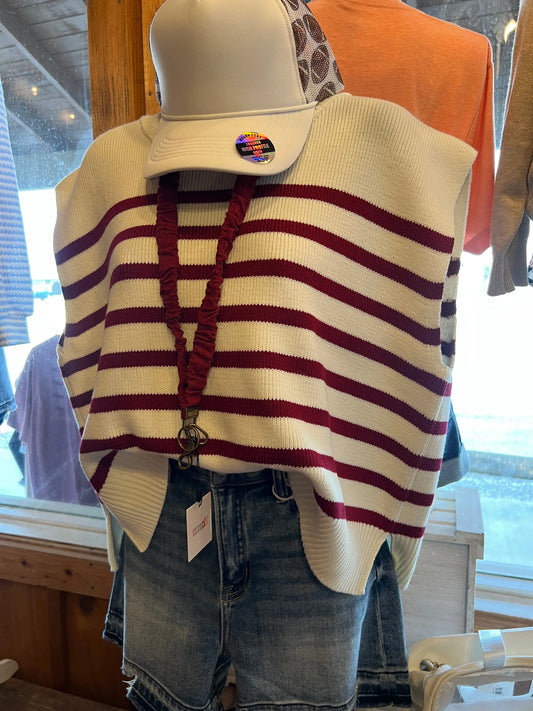 Oversized Crewneck Stripe Sweater Vest Branded By Barta