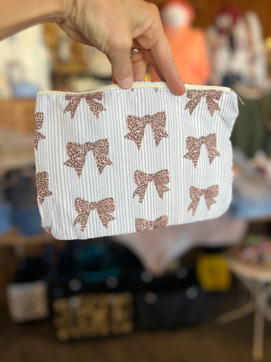 Leopard Bow Pattern Makeup Bag Branded By Barta