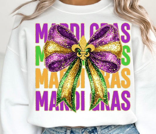 Mardi Gras stacked glitter with bow