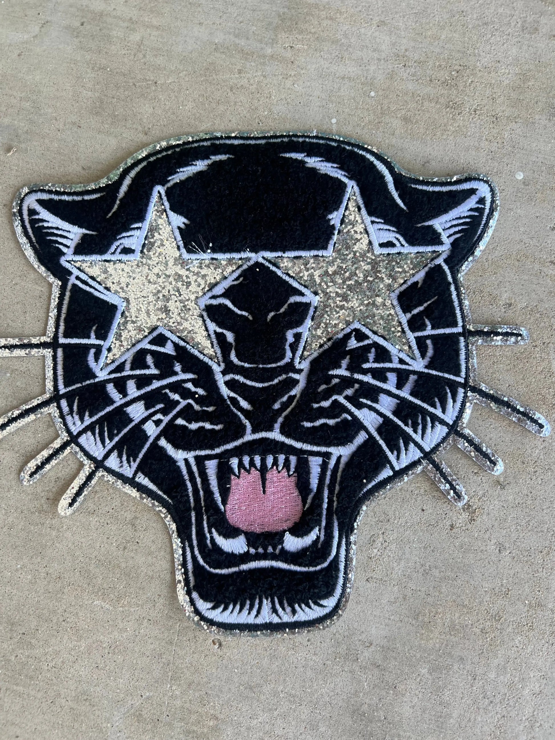 Panthers Head Sequin Patch Blk/Silver brandedbybarta