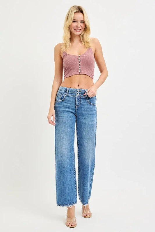 Risen Jean TUMMY CONTROL HIGH RISE WIDE JEANS WITH DOUBLE WAIST DETAILS BBB Powered By ODS