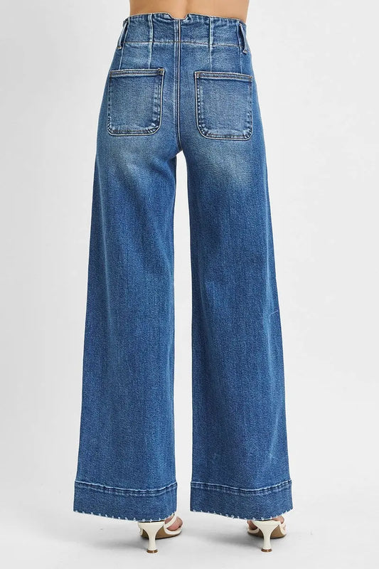 Risen Jean HIGH RISE ANKLE WIDE SEAM DETAILED JEANS Dark BBB Powered By ODS