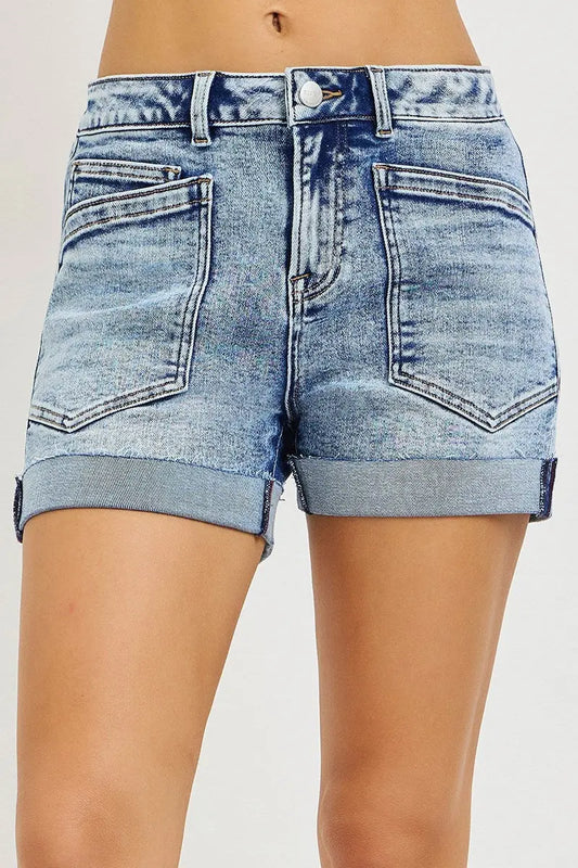 SLOUCHY PATCHED POCKET SHORTS WITH CUFFED HEM - Risen Shorts Branded By Barta