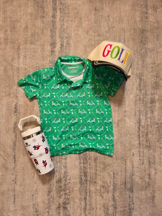 Boys Golf Course Cruiser Knit Short Sleeve Performance Polo RuffleButts + RuggedButts