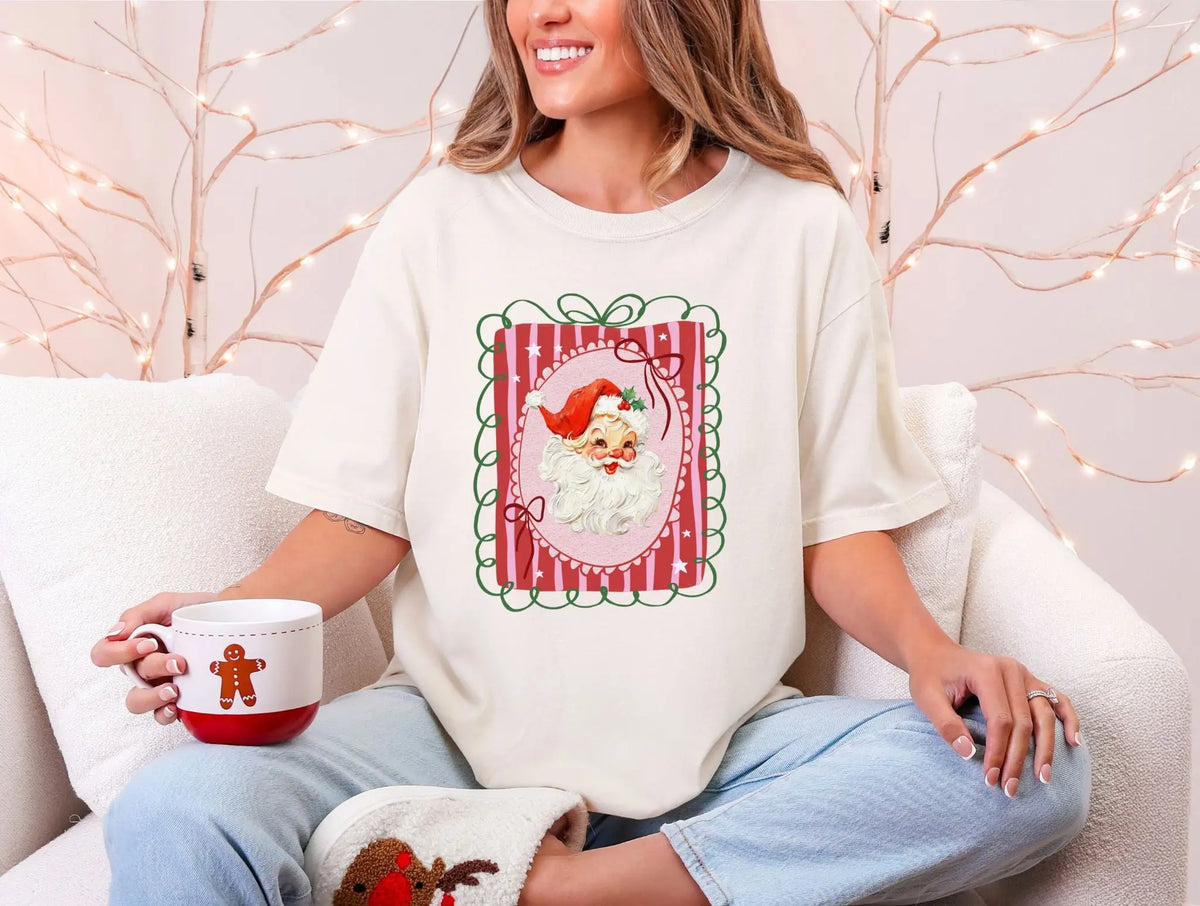 Vintage Santa Bow Christmas Graphic brandedbybarta